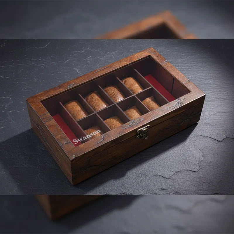 Boite à montre 8 slots - Brown Wood - rangement montres | Boites Lefiguet
