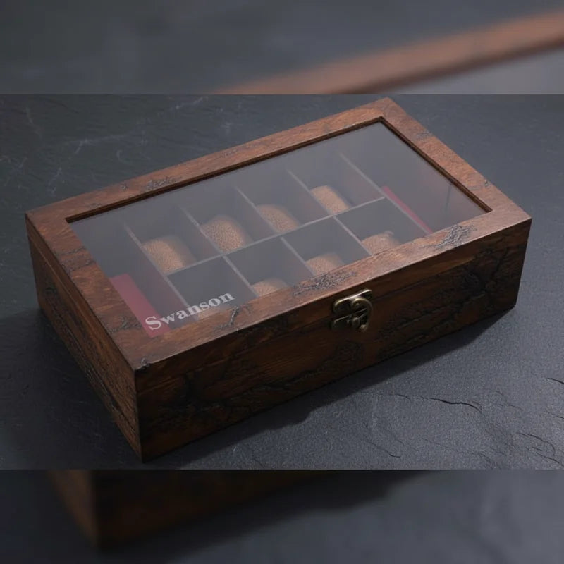 Boite à montre 8 slots - Brown Wood - rangement montres | Boites Lefiguet