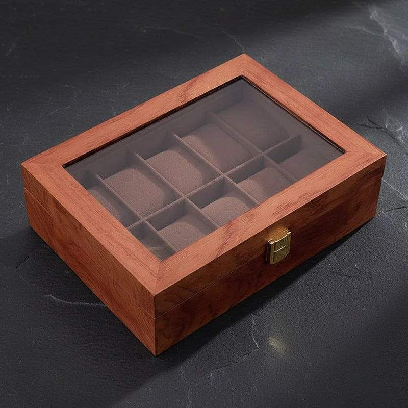 Boîtier Élégant En Bois Pour 12 Montres De Poche – Rangement Luxe Et Protection