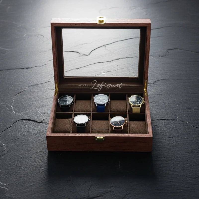 Boite a Montre Bois Luxueux 10 slots - rangement montres, en bois | Boites Lefiguet