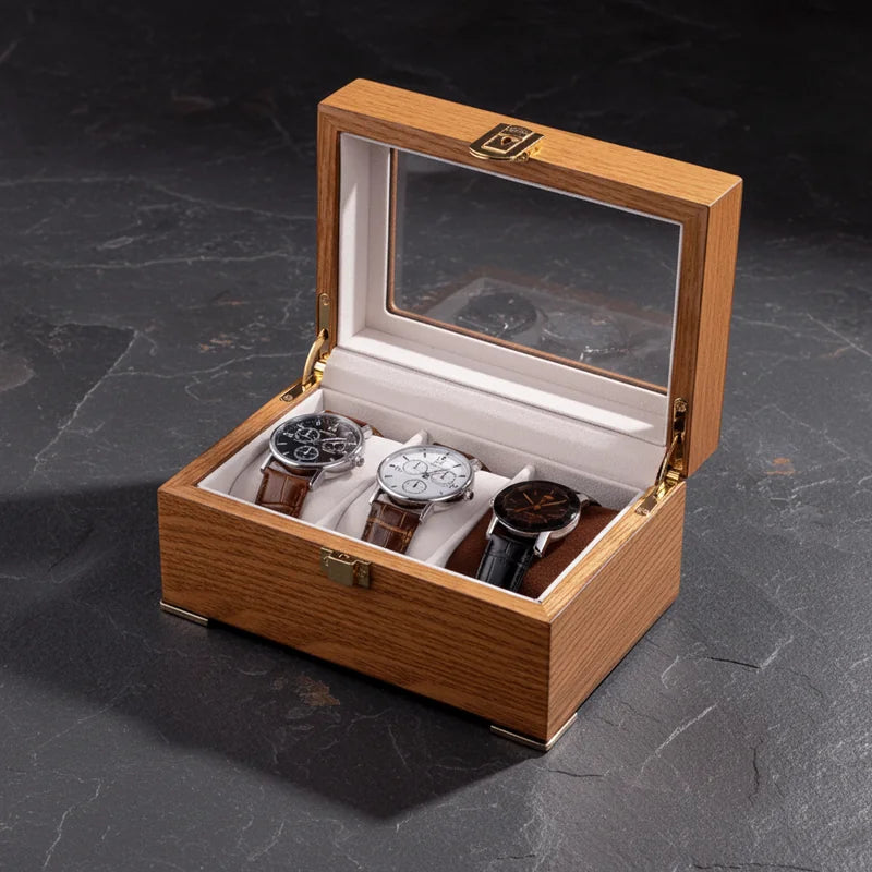 Boite a Montre Bois Luxueux 3 slots - rangement montres, en bois | Boites Lefiguet