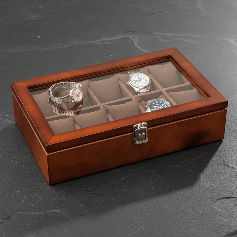 Boite a montre bois marron 10 Slots - rangement montres, en bois | Boites Lefiguet
