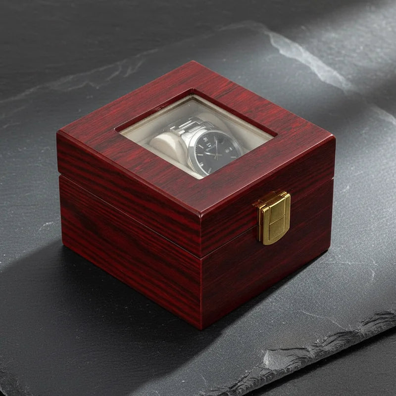 Boite a Montre Bois Rouge 2 slots - rangement montres, en bois | Boites Lefiguet