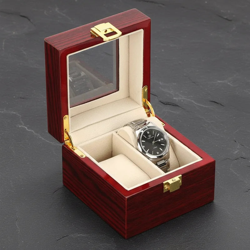Boite a Montre Bois Rouge 2 slots - rangement montres, en bois | Boites Lefiguet