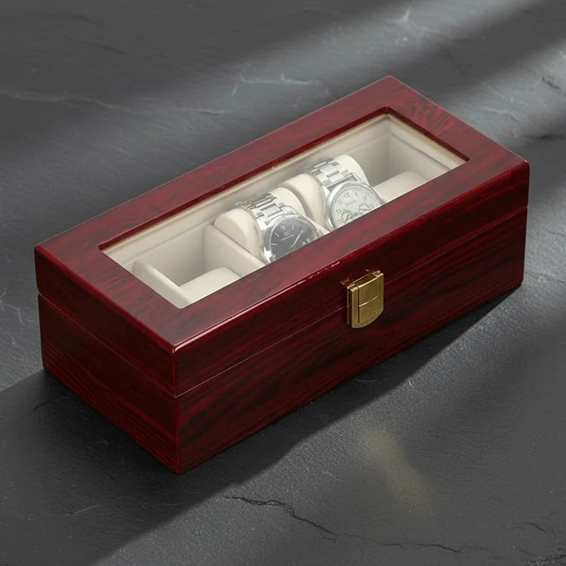 Boite a Montre Bois Rouge 5 slots - rangement montres, en bois | Boites Lefiguet