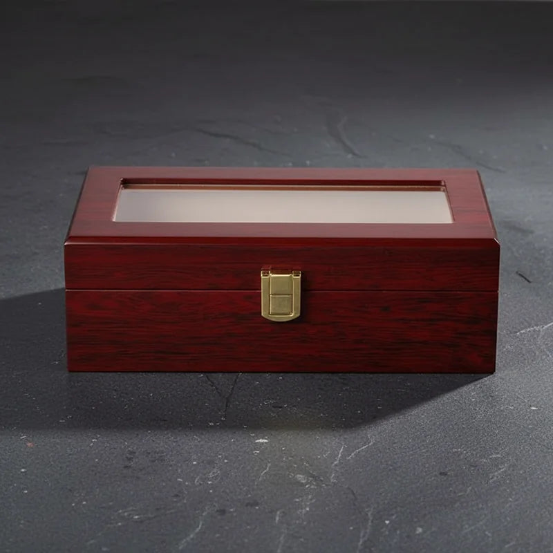 Boite a Montre Bois Rouge 5 slots - rangement montres, en bois | Boites Lefiguet