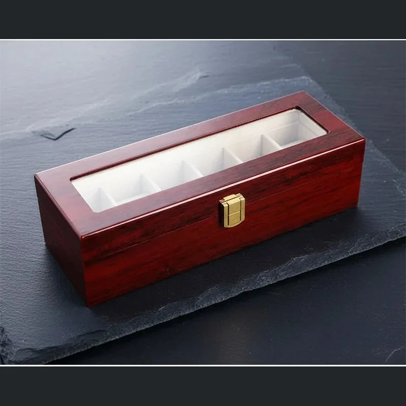 Boite a Montre Bois Rouge 6 slots - rangement montres, en bois | Boites Lefiguet
