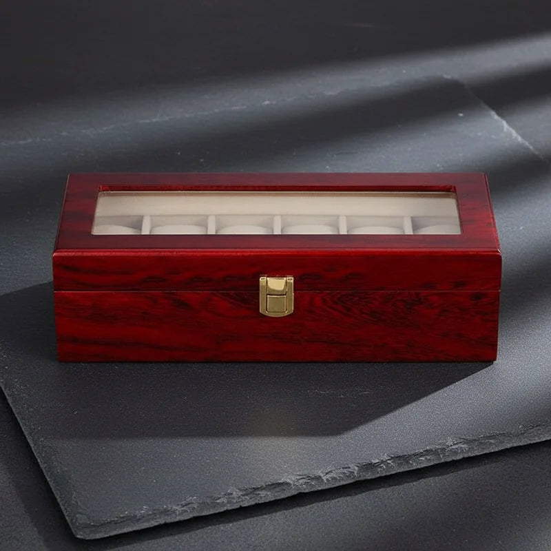 Boite a Montre Bois Rouge 6 slots - rangement montres, en bois | Boites Lefiguet