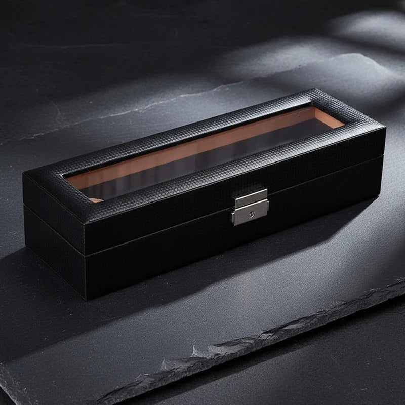 Boite a Montre Carbone 6 Slots - rangement montres | Boites Lefiguet