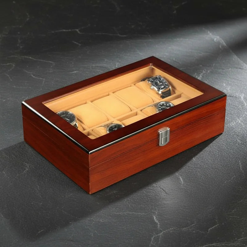 Boite a Montre en Bois de Rangement 10 Slots - rangement montres, en bois | Boites Lefiguet