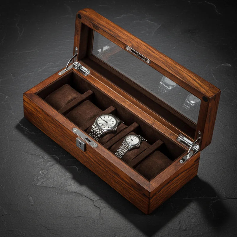 Boite a Montre en Bois Massif 5 Slots - rangement montres, en bois | Boites Lefiguet