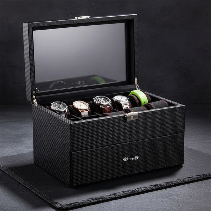 Boite a montre en fibres de carbone 20 Slots - rangement montres | Boites Lefiguet