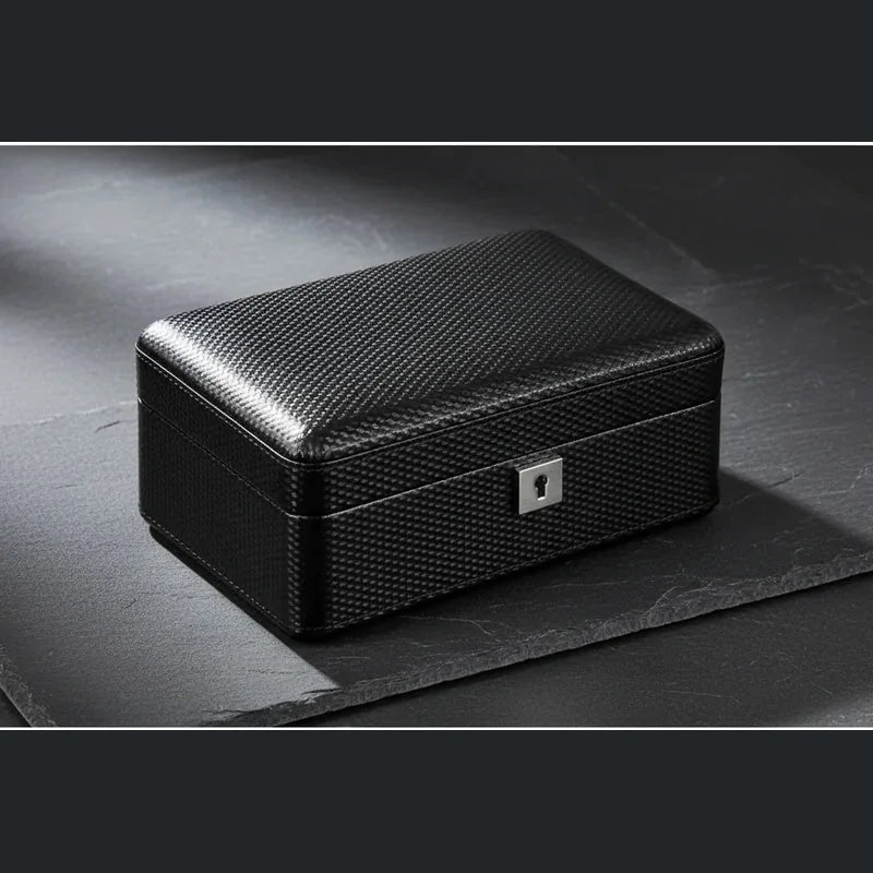 Boite a montre fibre de carbone à serrure 3 Slots - rangement montres | Boites Lefiguet