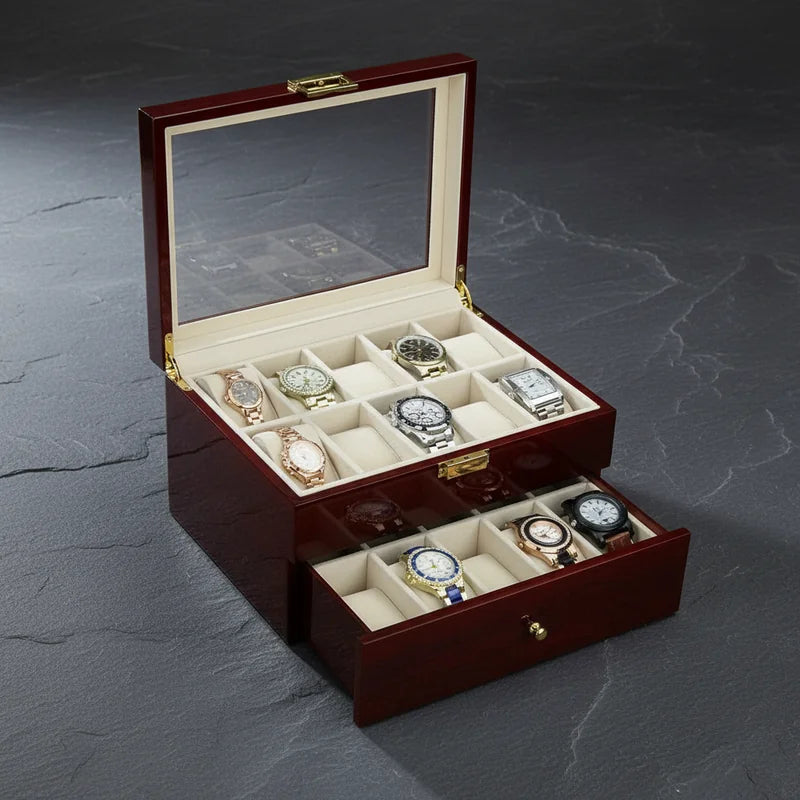 Boite a montre rangement en bois 20 Slots - rangement montres, en bois | Boites Lefiguet