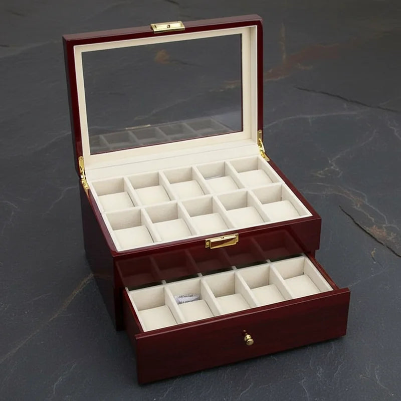 Boite a montre rangement en bois 20 Slots - rangement montres, en bois | Boites Lefiguet