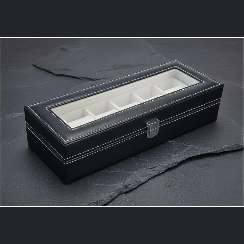 Boite a montre simili cuir 6 Slots - rangement montres, en cuir | Boites Lefiguet