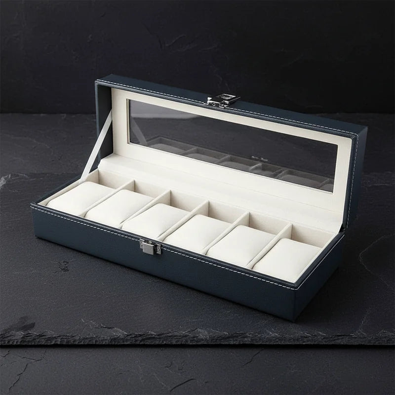 Boite a montre simili cuir 6 Slots - rangement montres, en cuir | Boites Lefiguet