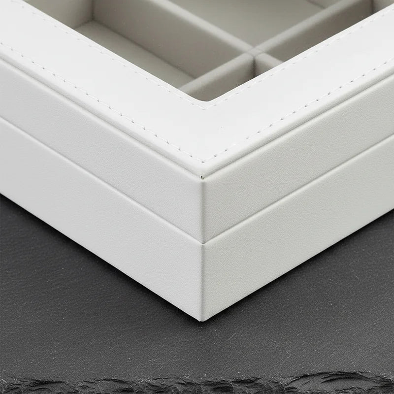 Boite a montre simili cuir blanc 12 slots - rangement montres, en cuir | Boites Lefiguet