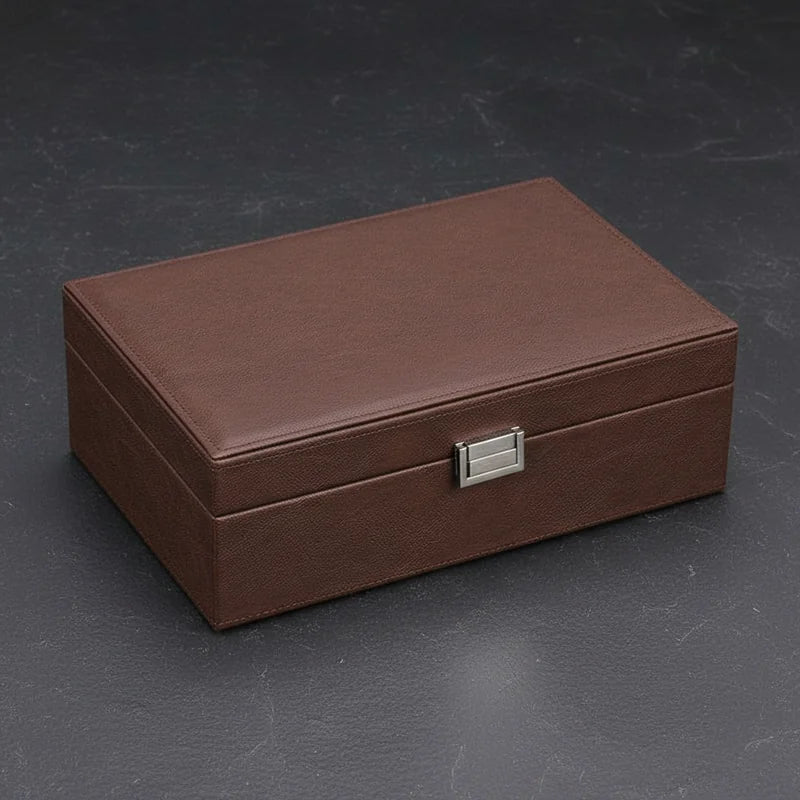 Boite a montre simili cuir marron luxe 10 Slots - rangement montres, en cuir, luxe | Boites Lefiguet