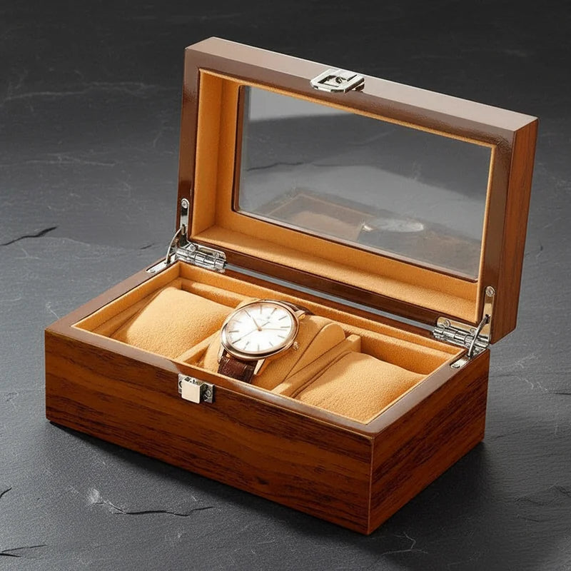 Boite à montres Vintage en Bois 3 slots - rangement montres, en bois | Boites Lefiguet