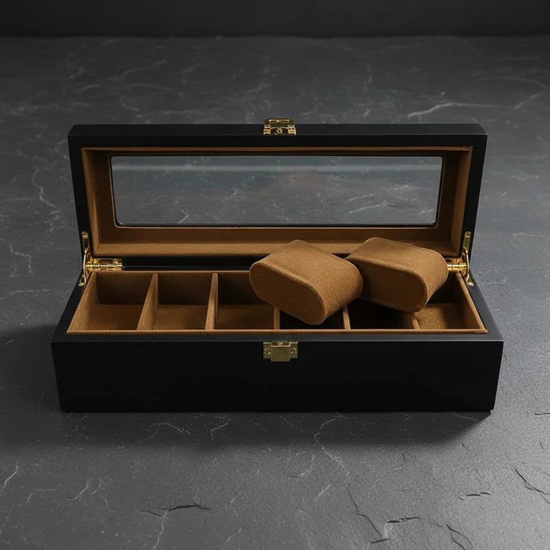 Boite de rangement 6 emplacements pour montres - rangement montres | Boites Lefiguet