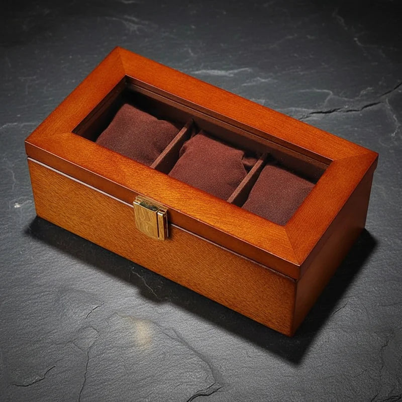 Boite de rangement de montres en Bois 3 slots - rangement montres, en bois | Boites Lefiguet