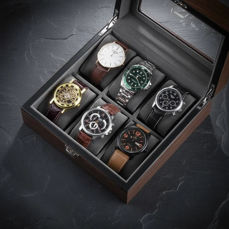 Boite Rangement 6 Montres Bois - rangement montres, en bois | Boites Lefiguet