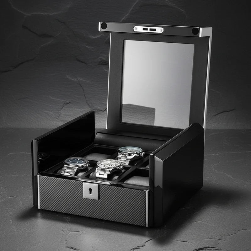 Coffret Boite a montre carbone 6 Slots - rangement montres | Boites Lefiguet