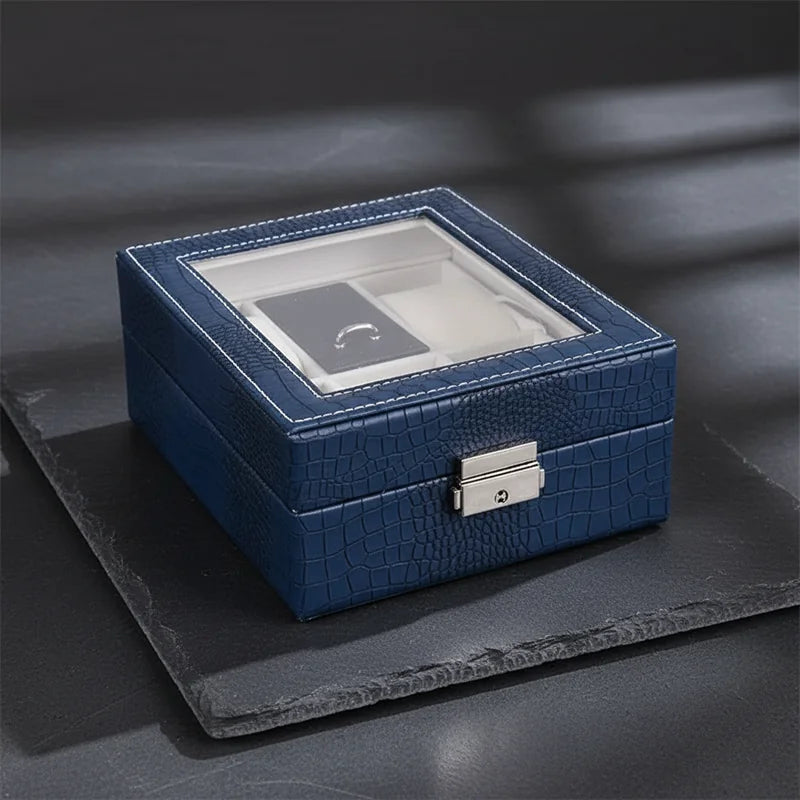 Coffret montre cuir motif croco 4 slots - rangement montres, en cuir | Boites Lefiguet