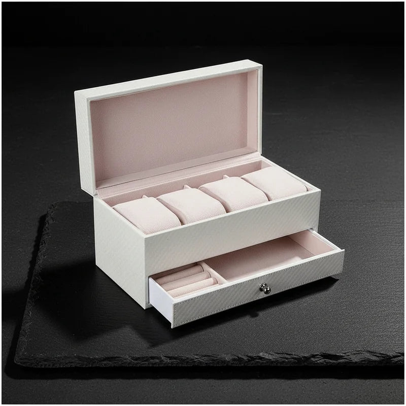 Coffret montre en cuir blanc - rangement montres, en cuir | Boites Lefiguet