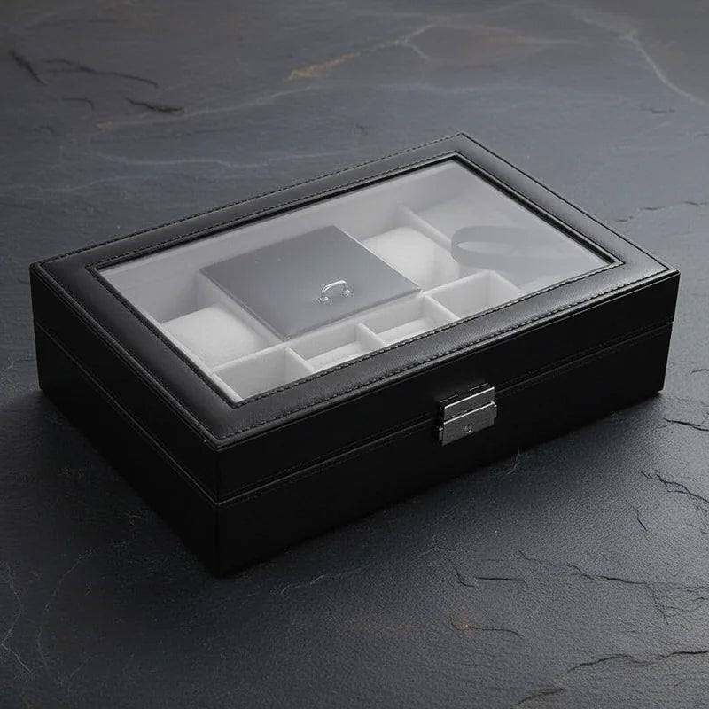 Coffret montre et bijoux en cuir 8 slots - rangement montres, en cuir | Boites Lefiguet