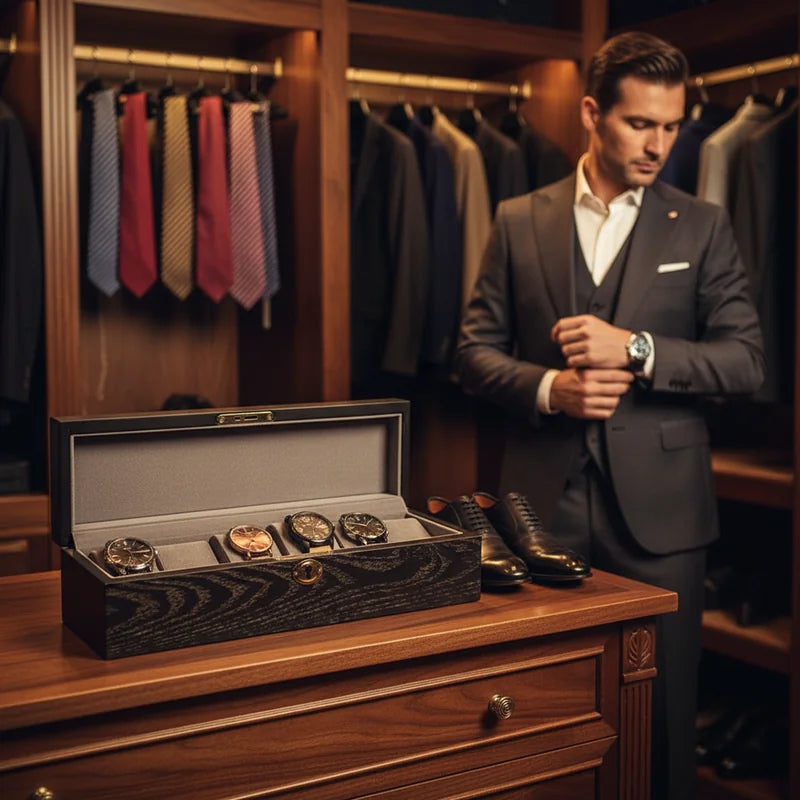 Coffret Rangement 6 Montres - lifestyle luxe boite ouverte | Boites Lefiguet