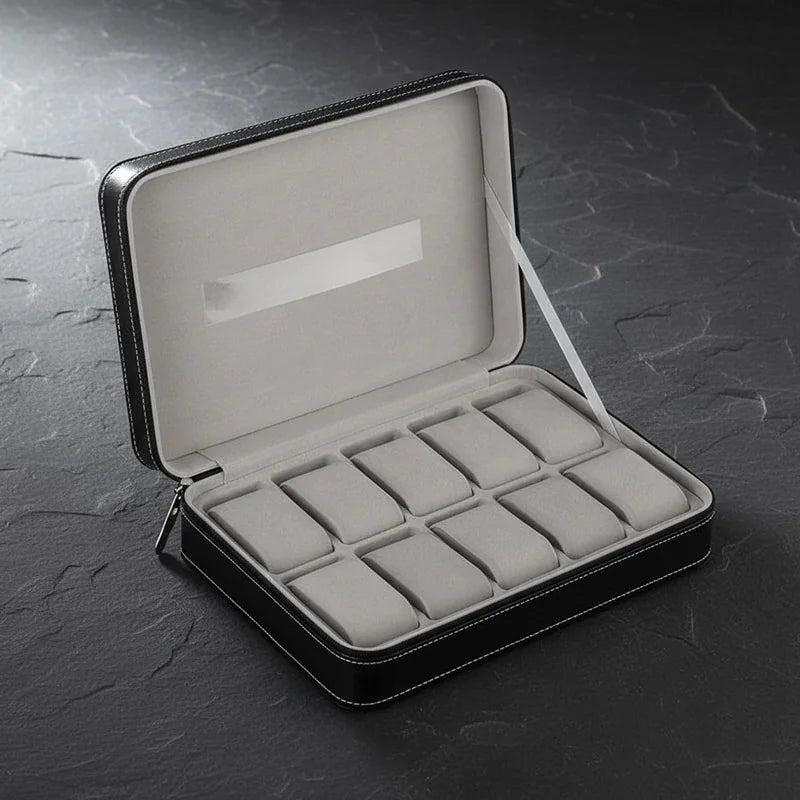 Etui de voyage pour montre en cuir 10 slots - rangement montres, en cuir, de voyage | Boites Lefiguet