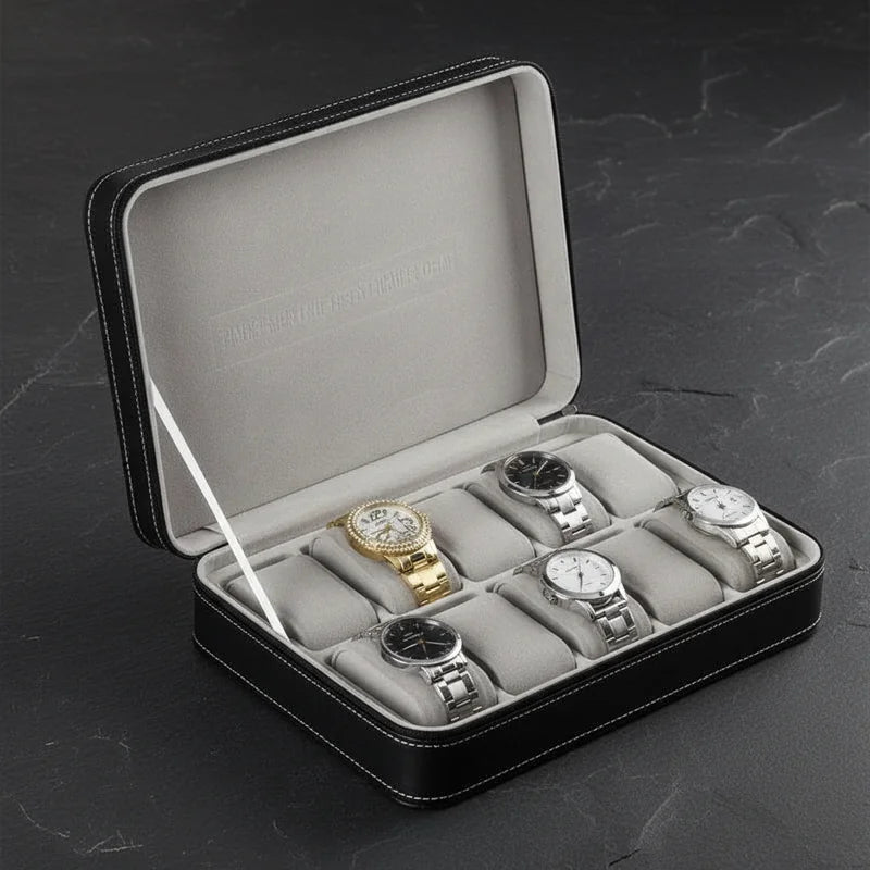 Etui de voyage pour montre en cuir 10 slots - rangement montres, en cuir, de voyage | Boites Lefiguet