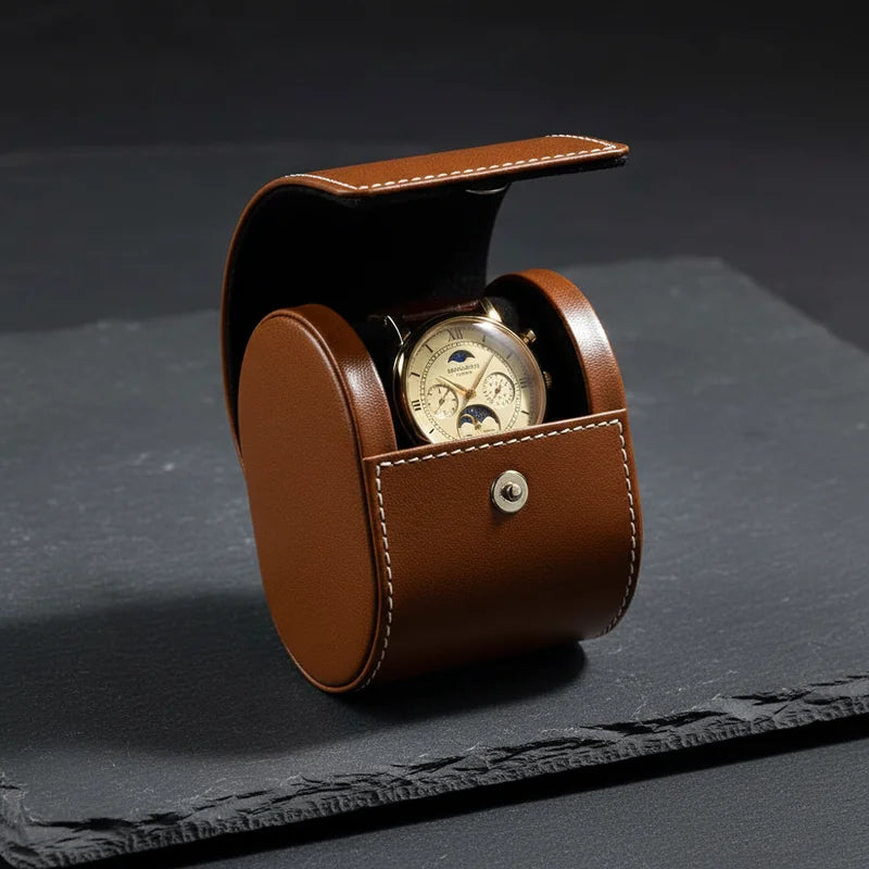 Etui de voyage pour montre marron 1 Slot - rangement montres, de voyage | Boites Lefiguet
