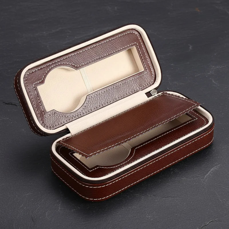 Housse montre en cuir 2 slots - rangement montres, en cuir | Boites Lefiguet