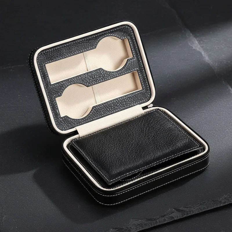 Housse montre en cuir 4 slots - rangement montres, en cuir | Boites Lefiguet