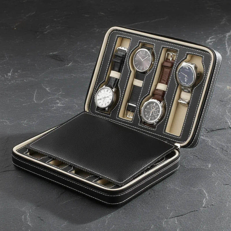 Housse montre en cuir 8 slots - rangement montres, en cuir | Boites Lefiguet