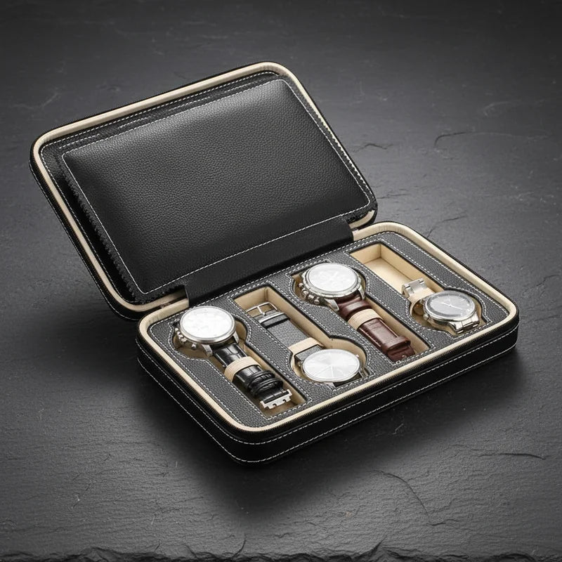 Housse montre en cuir 8 slots - rangement montres, en cuir | Boites Lefiguet