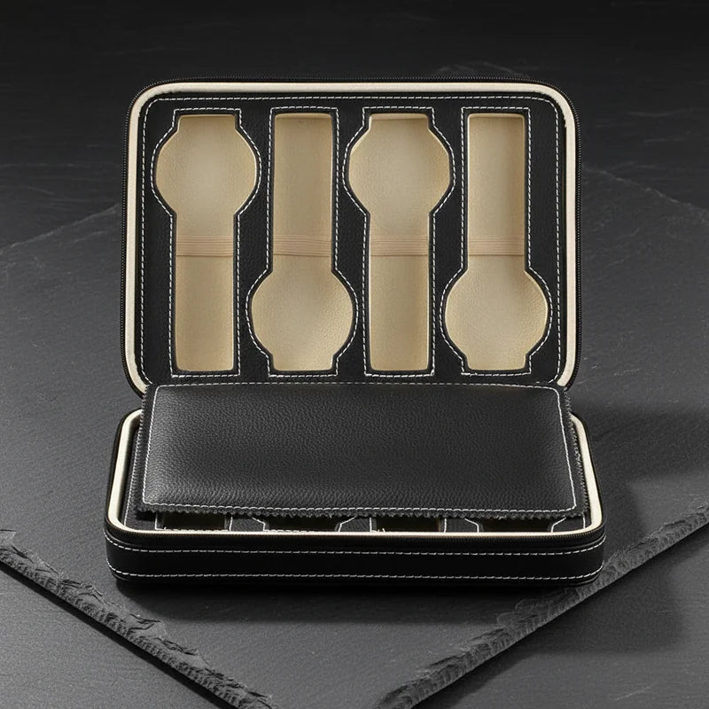 Housse montre en cuir 8 slots - rangement montres, en cuir | Boites Lefiguet