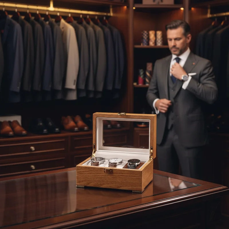 Boite a Montre Bois Luxueux 3 slots - lifestyle luxe | Boites Lefiguet