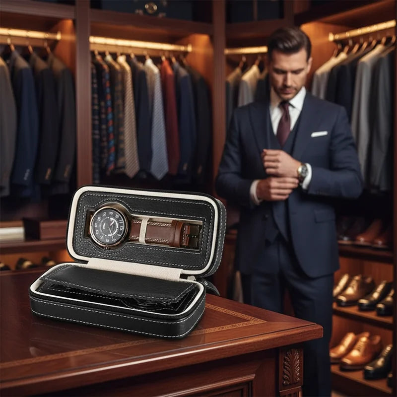 Housse montre en cuir 2 slots - lifestyle luxe | Boites Lefiguet