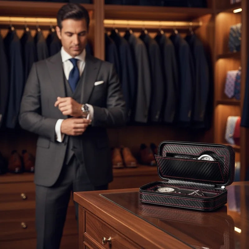 Boitier montre carbone 2 slots - lifestyle luxe | Boites Lefiguet