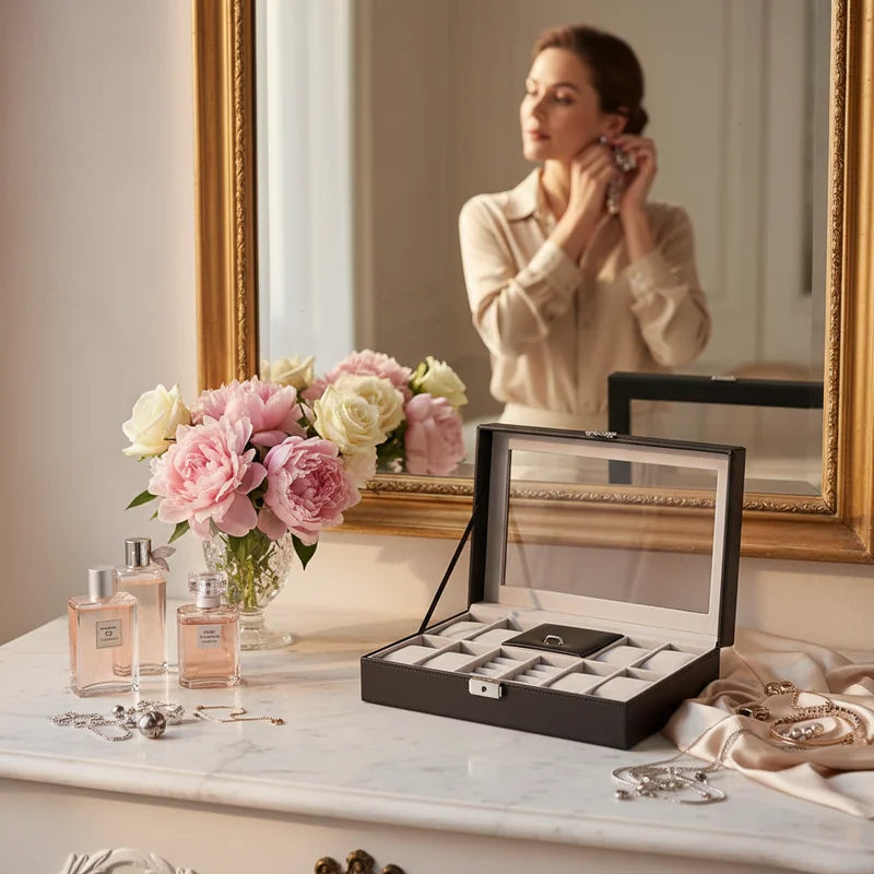 Coffret montre et bijoux en cuir 8 slots - lifestyle raffinement | Boites Lefiguet