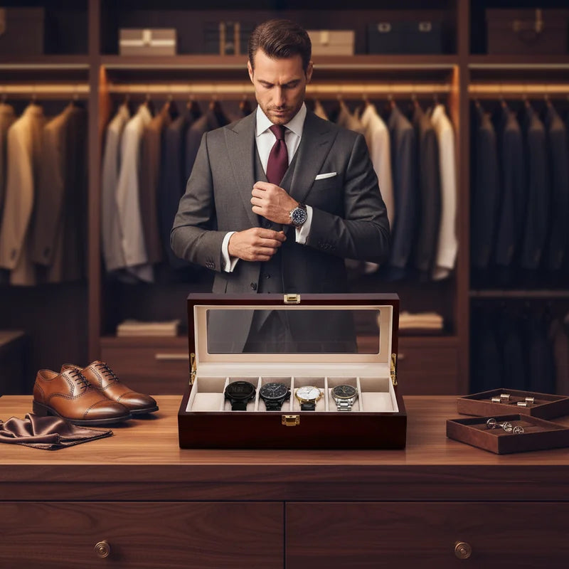 Boite a Montre Bois Rouge 6 slots - lifestyle luxe | Boites Lefiguet