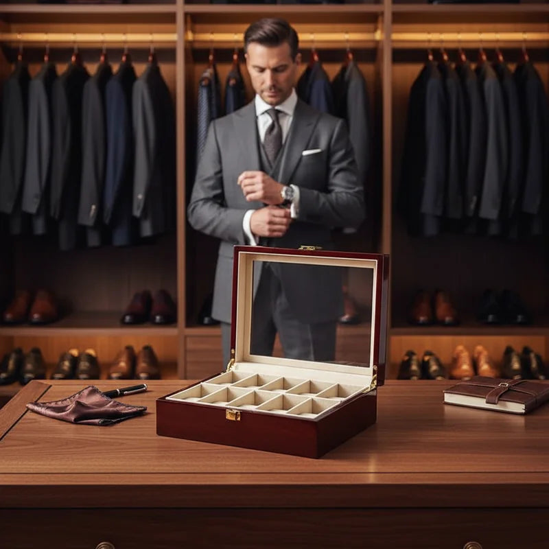 Boite a Montre Bois rouge 10 slots - lifestyle luxe | Boites Lefiguet