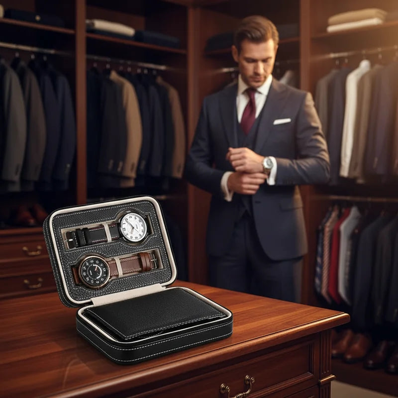 Housse montre en cuir 4 slots - lifestyle luxe | Boites Lefiguet