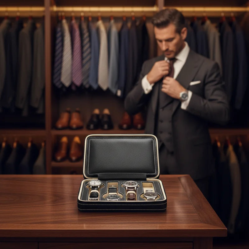 Housse montre en cuir 8 slots - lifestyle luxe | Boites Lefiguet