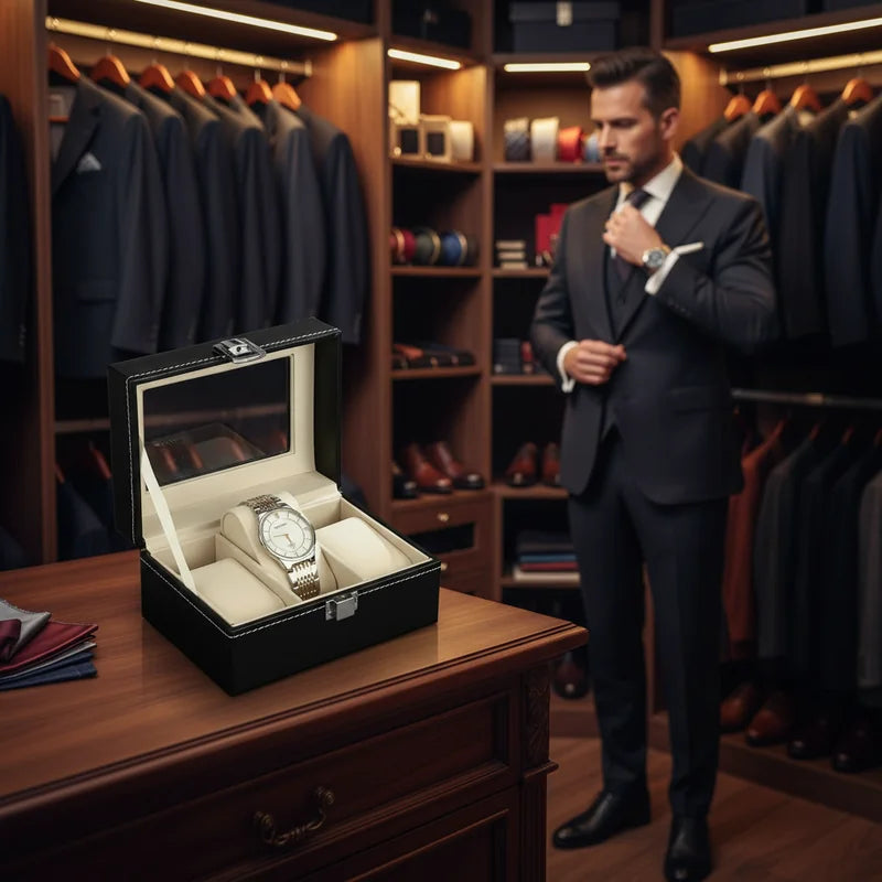 Boite a montre simili cuir 3 Slots - lifestyle luxe | Boites Lefiguet