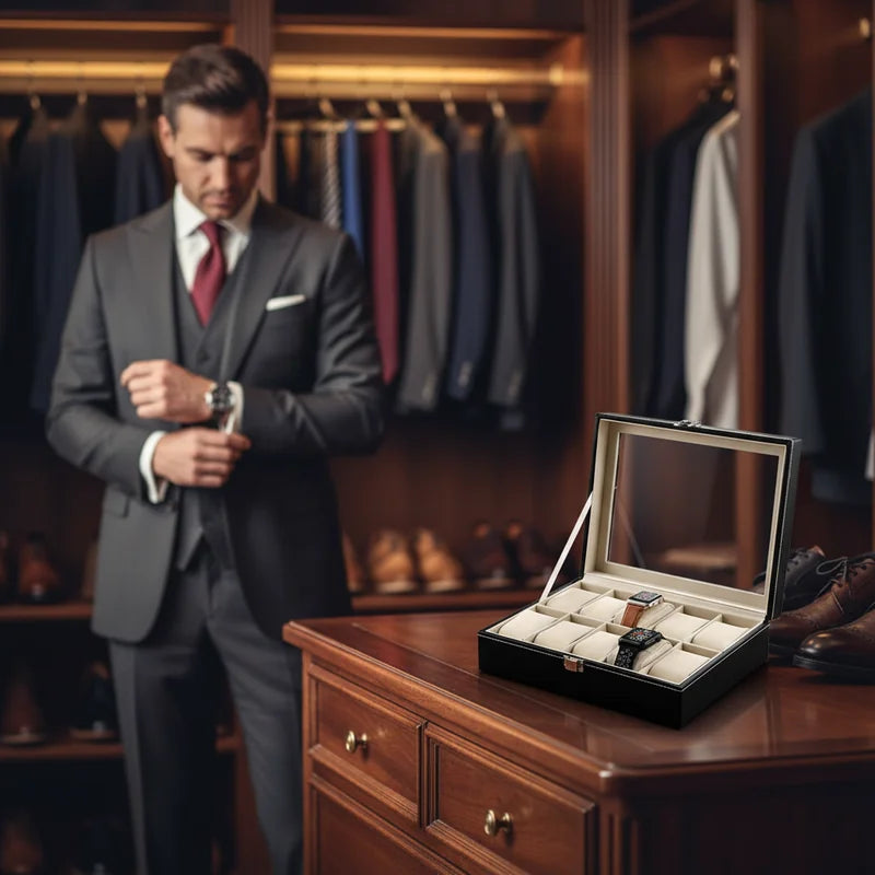 Boite a montre simili cuir 10 slots - lifestyle luxe | Boites Lefiguet